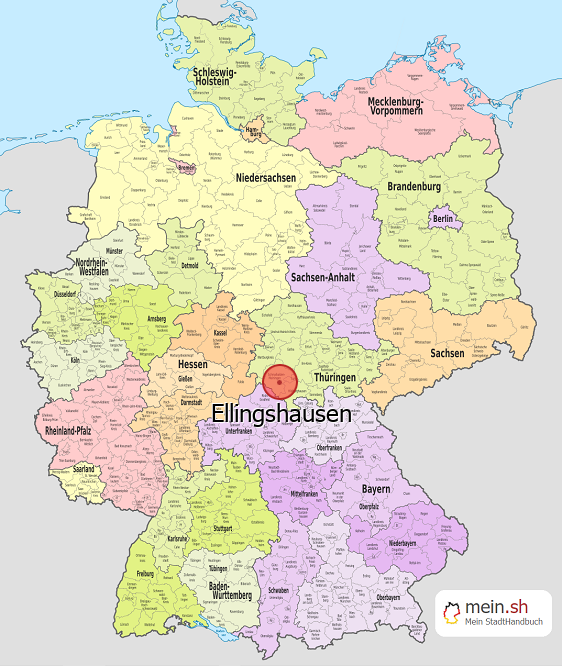Deutschlandkarte mit Ellingshausen