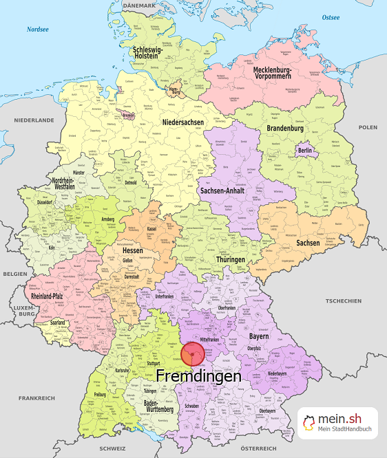 Deutschlandkarte mit Fremdingen