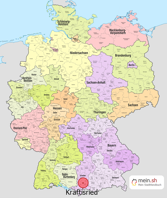 Deutschlandkarte mit Kraftisried
