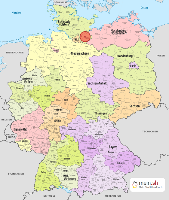 Deutschlandkarte mit Koberg