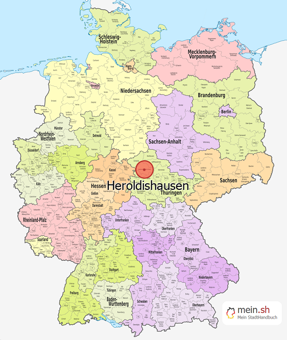 Deutschlandkarte mit Heroldishausen