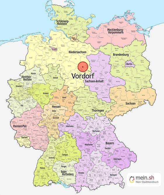 Deutschlandkarte mit Vordorf