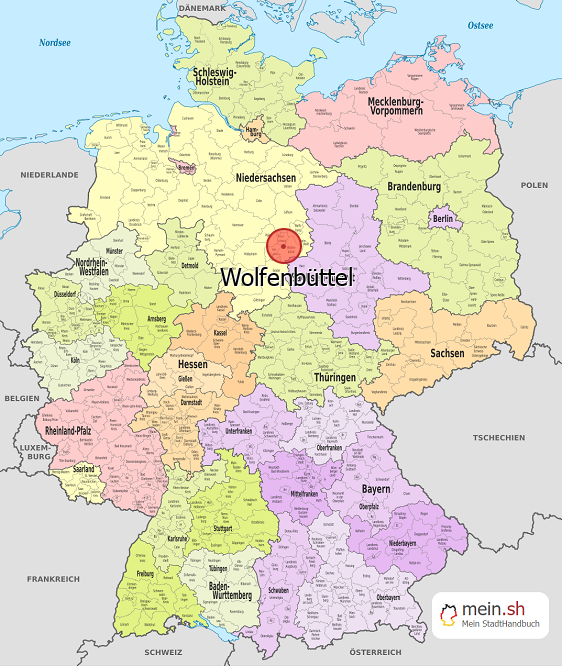 Deutschlandkarte mit Wolfenbüttel