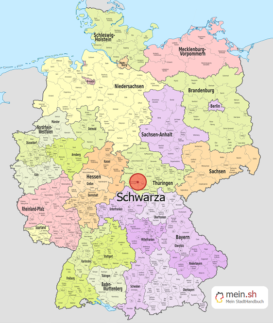Deutschlandkarte mit Schwarza