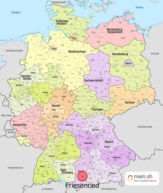 Deutschlandkarte mit Friesenried