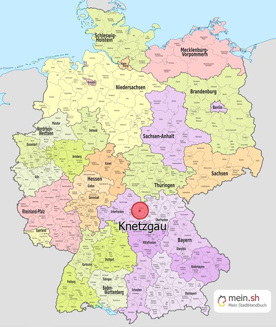 Deutschlandkarte mit Knetzgau