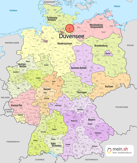 Deutschlandkarte mit Duvensee