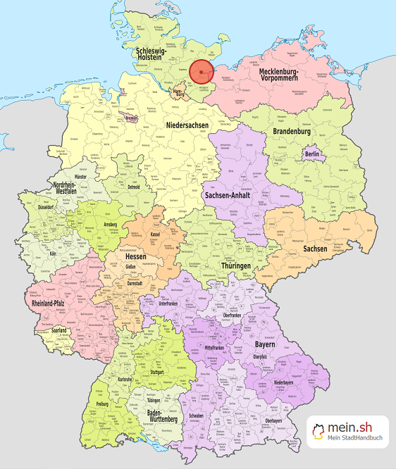 Deutschlandkarte mit Badendorf