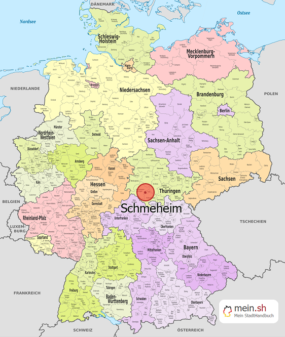 Deutschlandkarte mit Schmeheim