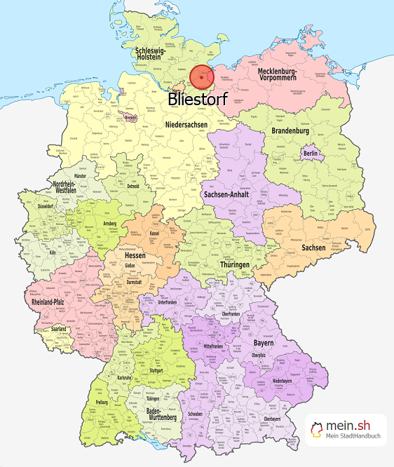 Deutschlandkarte mit Bliestorf