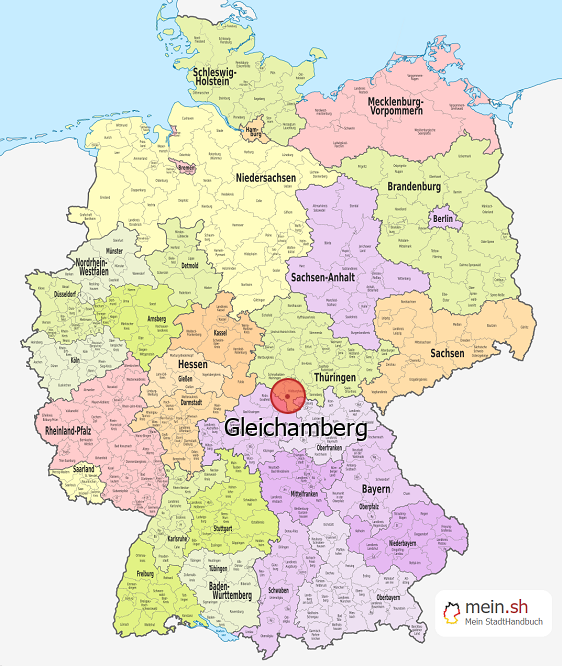 Deutschlandkarte mit Gleichamberg