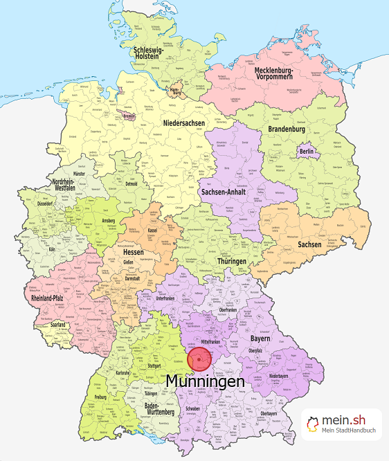 Deutschlandkarte mit Munningen