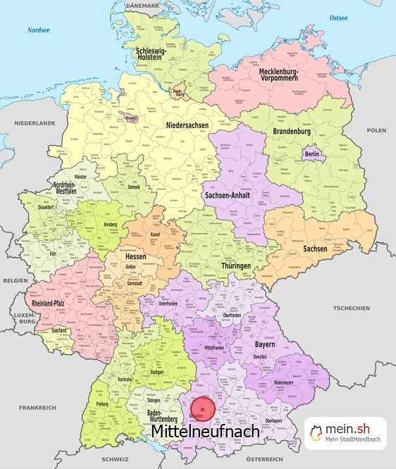 Deutschlandkarte mit Mittelneufnach