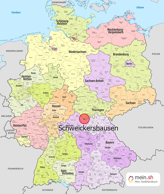 Deutschlandkarte mit Schweickershausen