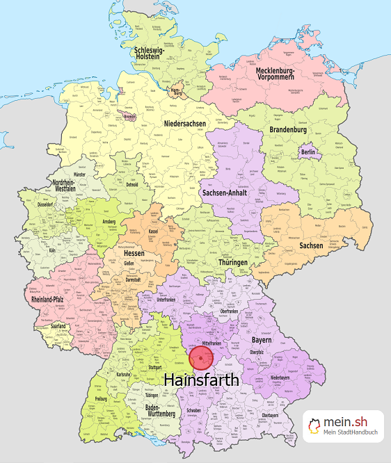 Deutschlandkarte mit Hainsfarth