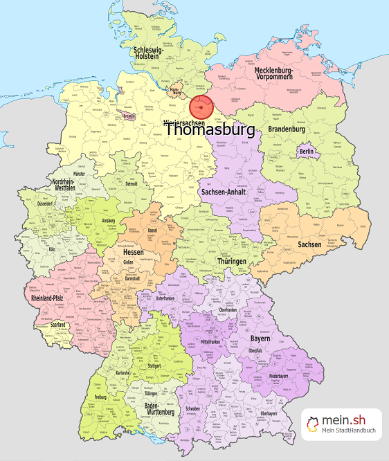 Deutschlandkarte mit Thomasburg