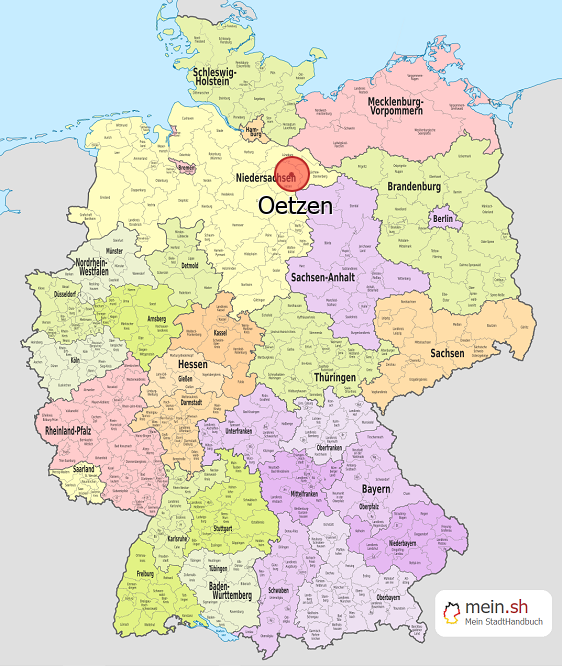 Deutschlandkarte mit Oetzen
