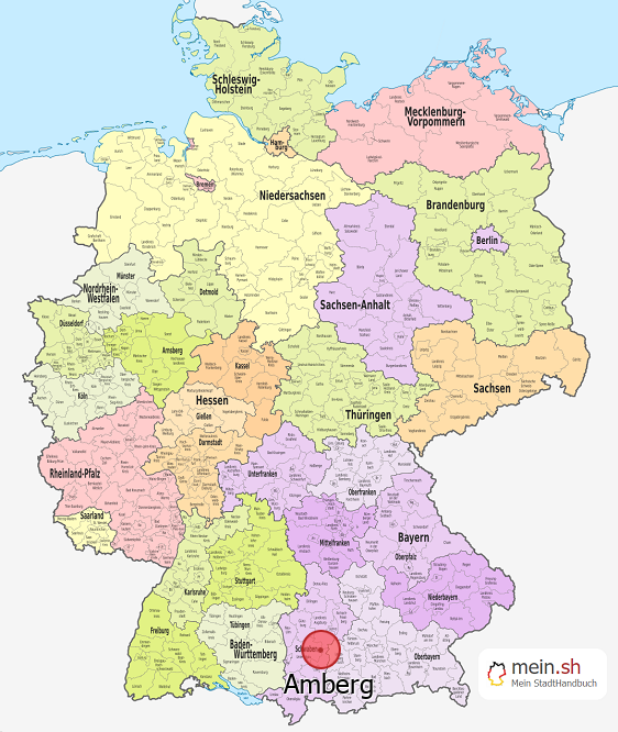 Deutschlandkarte mit Amberg