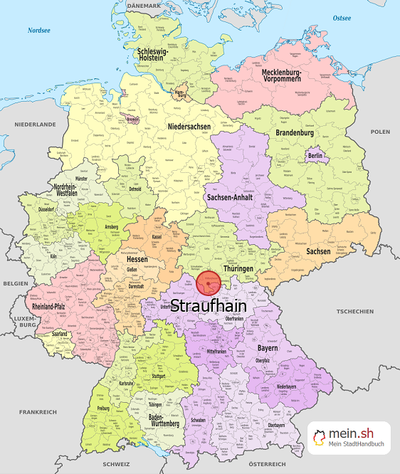 Deutschlandkarte mit Straufhain