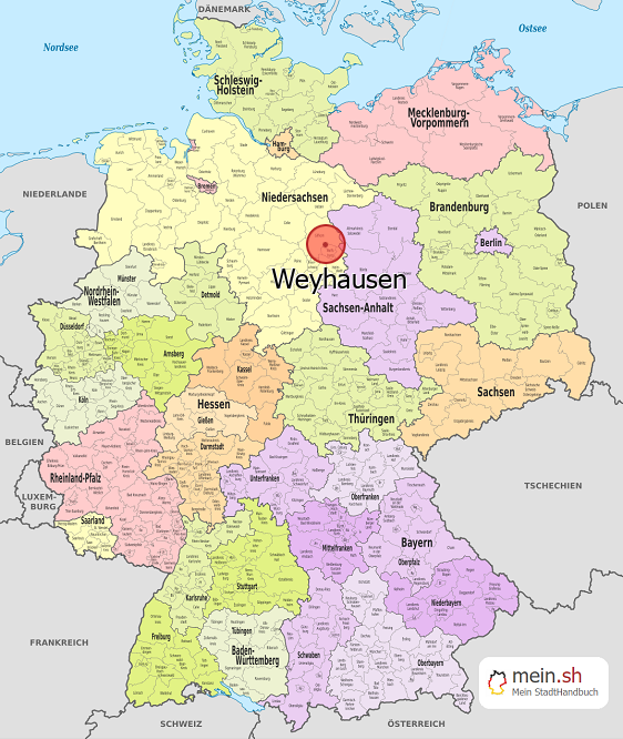 Deutschlandkarte mit Weyhausen