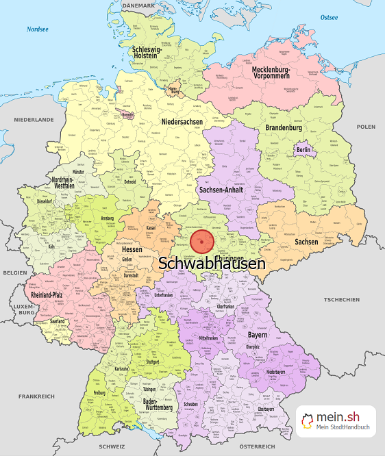 Deutschlandkarte mit Schwabhausen