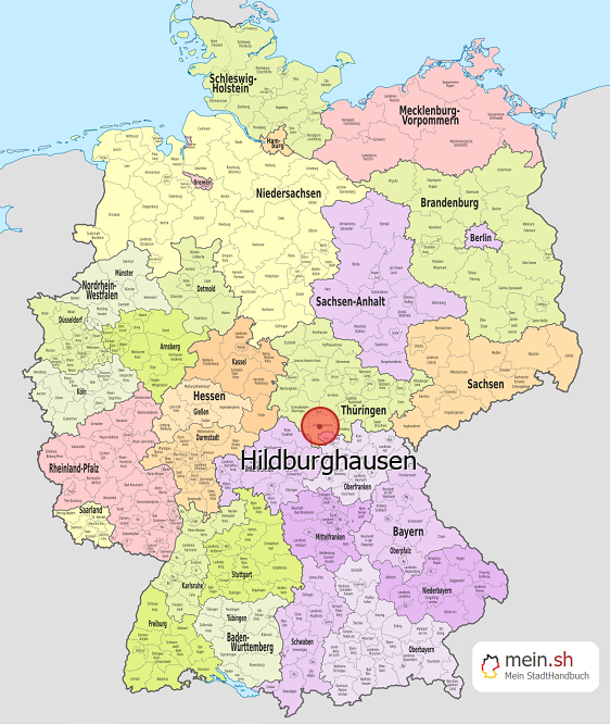 Deutschlandkarte mit Hildburghausen