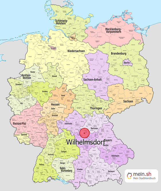 Deutschlandkarte mit Wilhelmsdorf