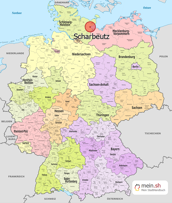 Deutschlandkarte mit Scharbeutz