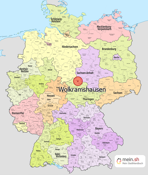 Deutschlandkarte mit Wolkramshausen