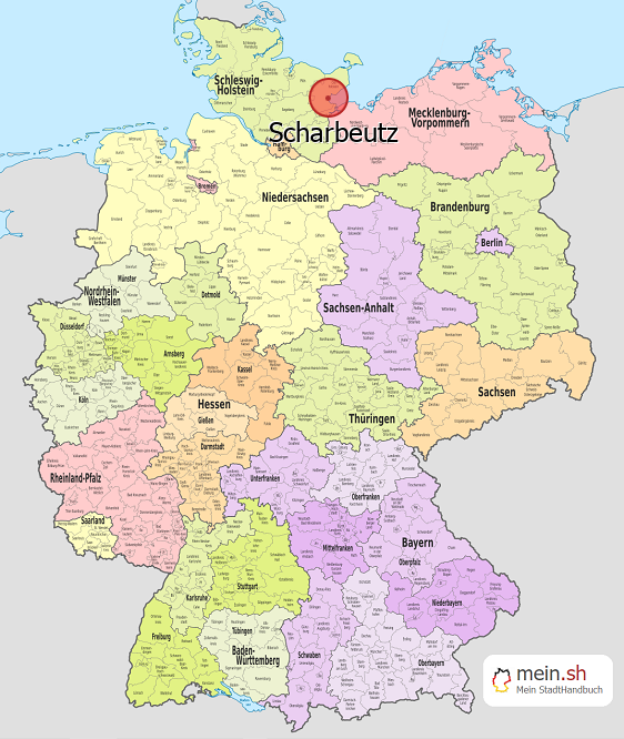 Deutschlandkarte mit Scharbeutz