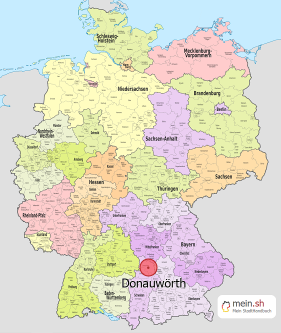 Deutschlandkarte mit Donauwörth