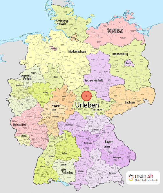 Deutschlandkarte mit Urleben