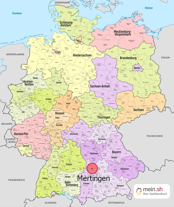 Deutschlandkarte mit Mertingen