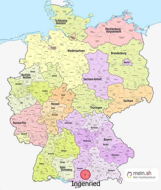 Deutschlandkarte mit Ingenried
