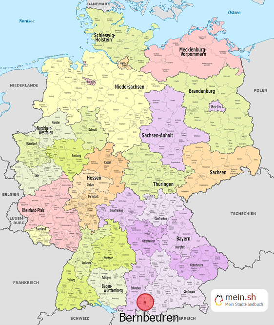 Deutschlandkarte mit Bernbeuren
