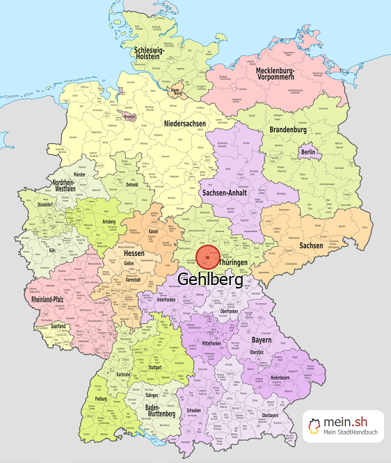 Deutschlandkarte mit Gehlberg