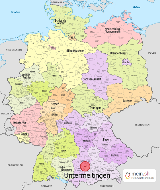 Deutschlandkarte mit Untermeitingen