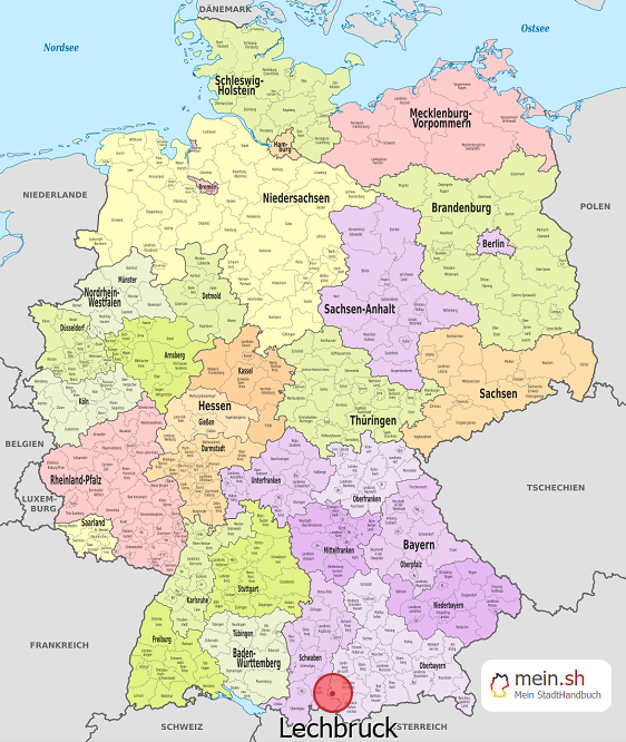 Deutschlandkarte mit Lechbruck