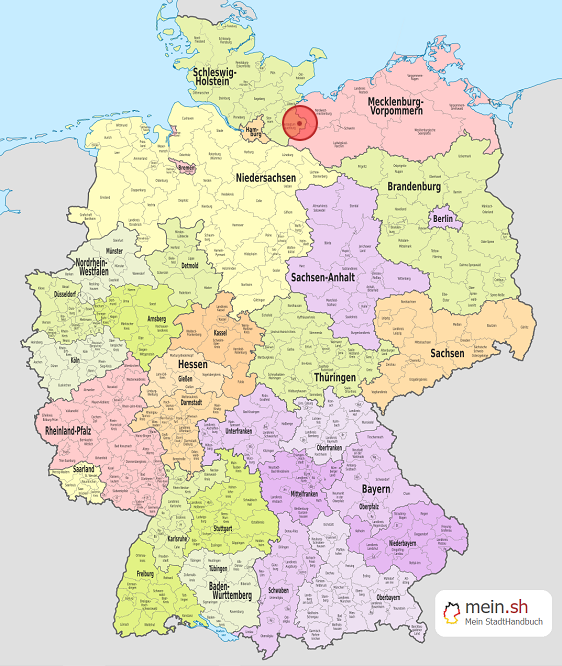 Deutschlandkarte mit Sterley