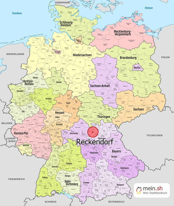 Deutschlandkarte mit Reckendorf