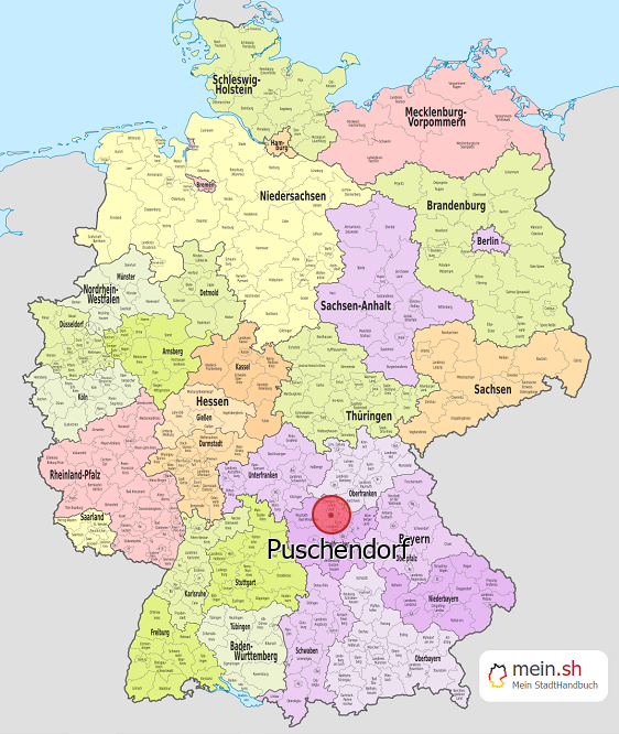 Deutschlandkarte mit Puschendorf