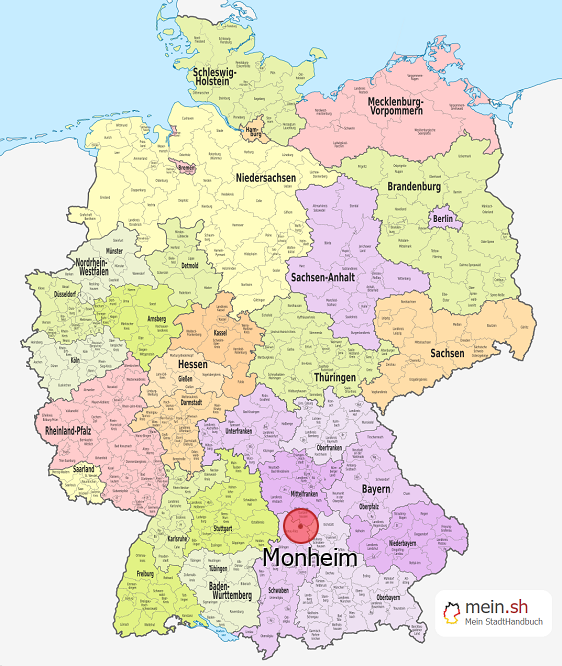 Deutschlandkarte mit Monheim