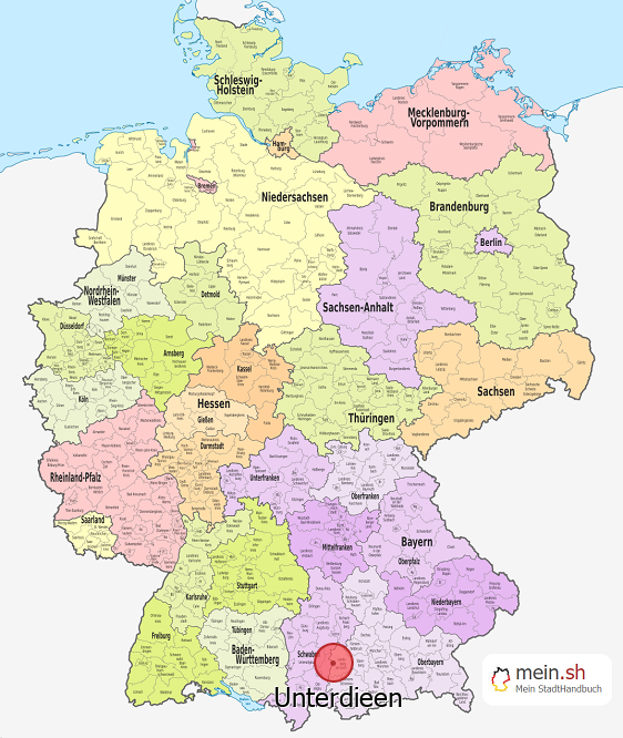 Deutschlandkarte mit Unterdieen