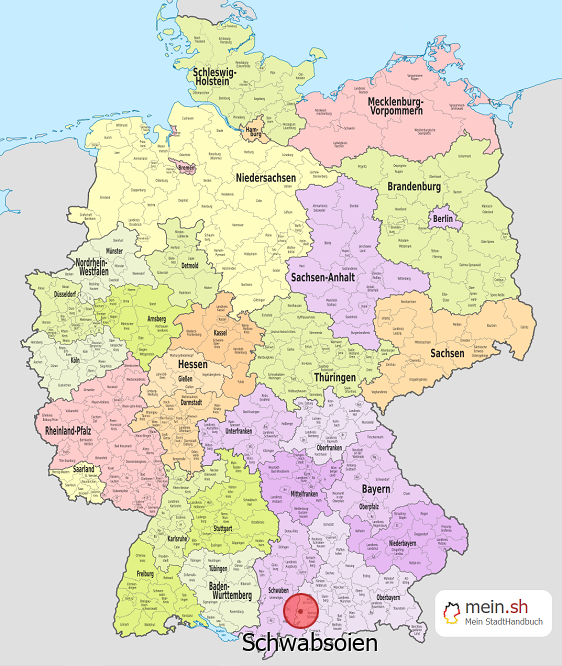Deutschlandkarte mit Schwabsoien