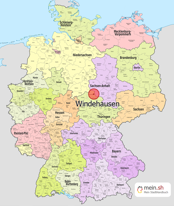 Deutschlandkarte mit Windehausen