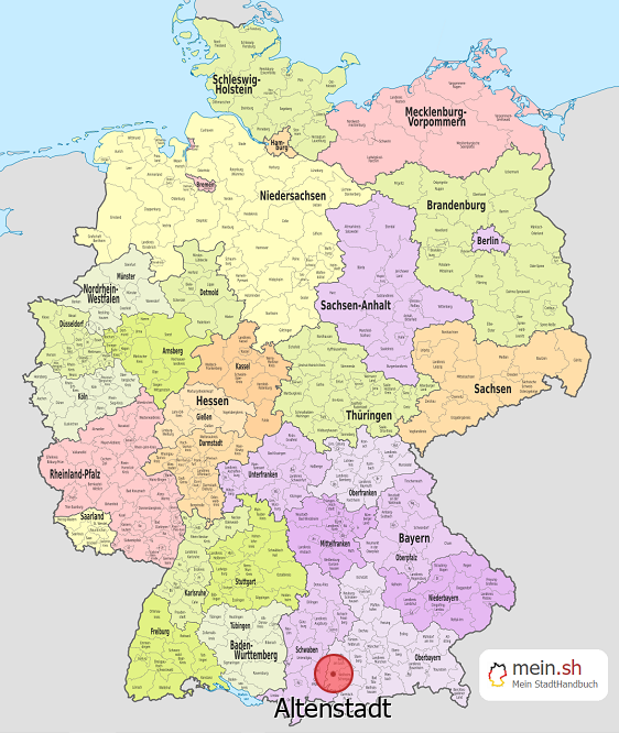 Deutschlandkarte mit Altenstadt
