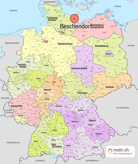 Deutschlandkarte mit Beschendorf