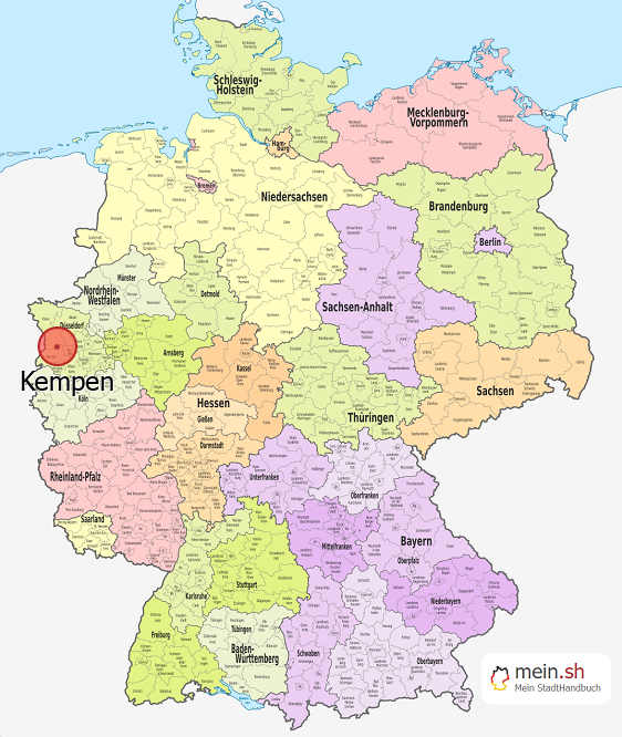 Deutschlandkarte mit Kempen