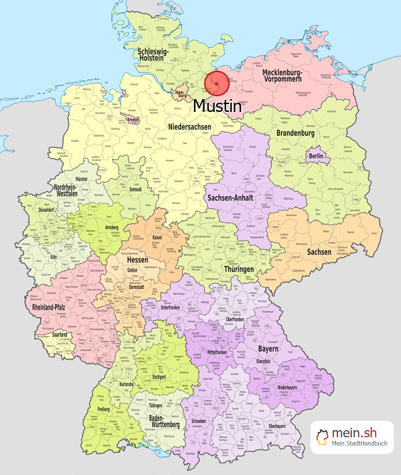 Deutschlandkarte mit Mustin