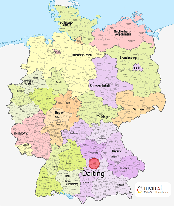 Deutschlandkarte mit Daiting